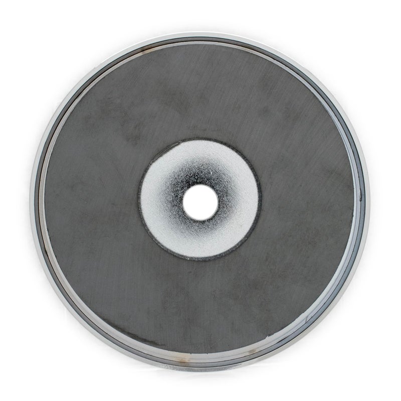 Master Magnetics Ceramic Round Base Magnet Pack - Heavy-Duty Strong Magnets - 200 lb Pull Each - for Indoor and Outdoor Use - Chrome-Plated - 4.90" Diameter - 0.50" Hole - 0.50" Thick - 2-Pack - Image 3